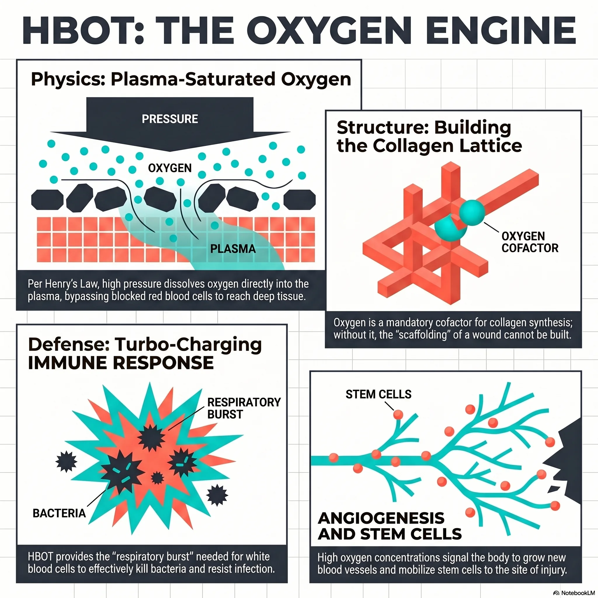 Infografika oor hoe hiperbariese suurstof genesing in komplekse en chroniese wonde turbo-aandryf